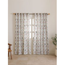 The Home Story Off White Mughal Garden Printed Cotton Door Curtains (Pack of 2) (7 Feet)