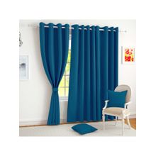 Story@Home Blue Faux Silk Door Curtain