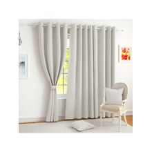 Story@Home White Faux Silk Door Curtain