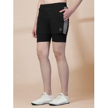 CHKOKKO Double Layered Shorts For Women - Grey