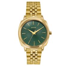 Sonata Vector Green Textured Dial Gold-Tone Watch (77197YM01) (M)