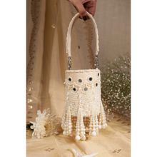 House of Vian Women Embellished White Potli