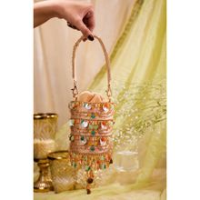 House of Vian Women Embellished Rose Gold Potli