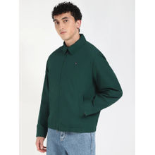 Tommy Hilfiger Green Solid Regular Fit Cotton Jacket
