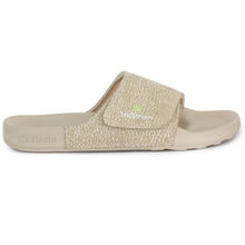 NoStrain Women Sandy Beige Wave Printed Canvas Sugar Sliders