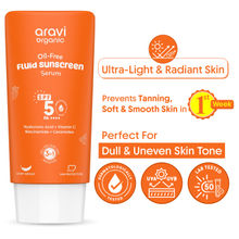 Aravi Organic Oil-Free Fluid Sunscreen Serum SPF 50 PA++++ For Lightweight & UVA - UVB Protection