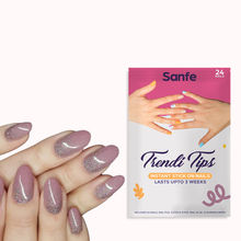 Sanfe Silver Glitter Almond Instant Stick On Nails