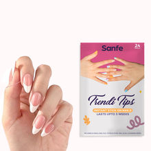 Sanfe Instant Stick On Nails-French Almond Pack Of 24
