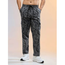 Technosport Men Black Printed Straight Fit Sports Cargo with Ts Lytra Trackpant