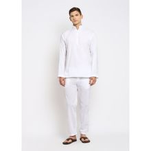 Shopbloom White Long Sleeve Men Night Suit (Set of 2)