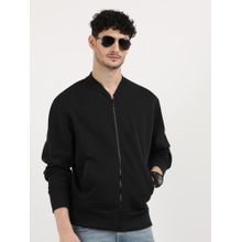 Calvin Klein Black Embroidered Logo Relaxed Fit Cotton Sweatshirt