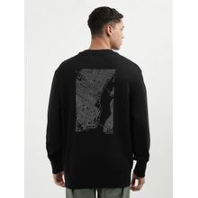 Calvin Klein Black Graphic Relaxed Fit Cotton Sweatshirt