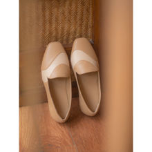 Devano Beige & White Square Toe Loafers