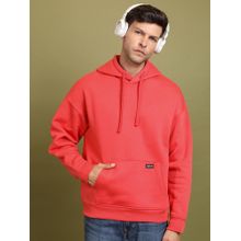 HIGHLANDER Mens Red Drop Shoulder Oversized Hoodie