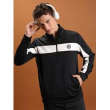 HIGHLANDER Mens Black Colorblock Fit Full Zip High Neck Sweatshirt