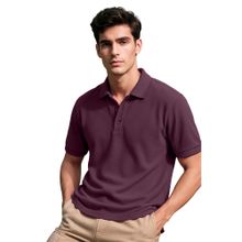 Nobero Men Burgundy Cotton Solid Polo T-Shirt