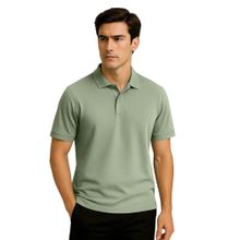 Nobero Men Green Cotton Solid Polo T-Shirt