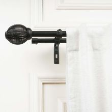 The Decor Mart 28"-48" Adjustable Double Curtain Rod For Door & Windows With Brackets Set Black