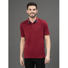 Red Tape Red Solid Pure Cotton Men Polo T-Shirt