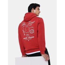 Pepe Jeans Printed Long Sleeves Men Red Hoodie