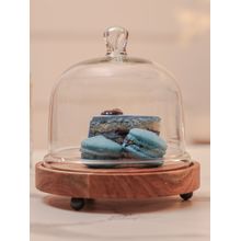 IREKA HOMES Sweet Haven Acacia Wood Cake Stand with Glass Dome