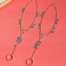 Blueberry Set of 2 Gold Toned Blue Beaded Toe Ring Anklets