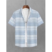 BULLMER Trendy Printed Blue Causal Shirt for Men