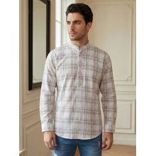 Jompers Off White Classic Check Design Short Kurta