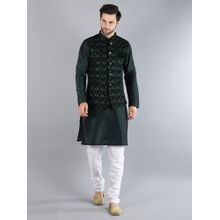 Uri and MacKenzie Black Embroidered Kurta with Pyjama and Nehru Jacket