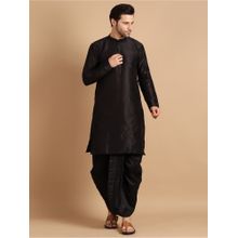 Uri and MacKenzie Black Mandarin Collar Kurta with Dhoti