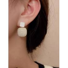 Peora Gold Plated White Synthetic Stone & Pearl Fancy Drop Earrings