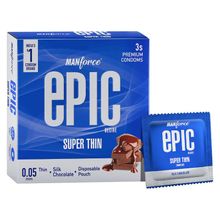 Manforce Epic Desire Super Thin Silk Chocolate Flavoured Premium Condoms With Disposable Pouch - 3S