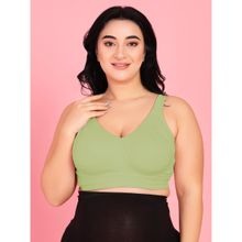Curvy Love Plus Size Full Coverage Multi-Layer Non Padded Full Bra - Green