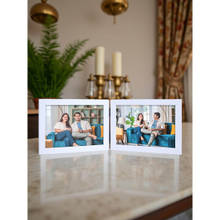 Golden Peacock Modern White Foldable Tabletop Photo Frame