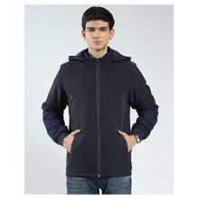 Monte Carlo Men Navy Blue Solid Hooded Jacket