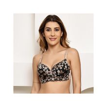 PrettyCat Womens Beige Floral Lace Lightly Padded Underwire T-Shirt Bra