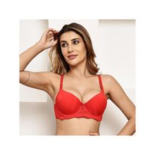 PrettyCat Womens Red Pushup Padded Underwire Lace Bra