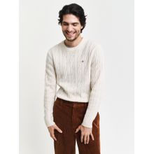 GANT Men Cream Solid Round Neck Full Sleeves Pullover Style Sweater