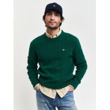 GANT Men Green Solid Round Neck Full Sleeves Pullover Style Sweater