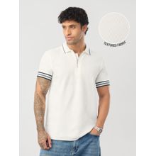 The Souled Store Waffle Knit Moonlight Men Zipper Polo T-Shirt