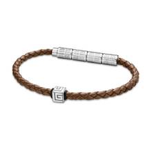 Guy Laroche Gabriel Leather Men Silver Bracelet