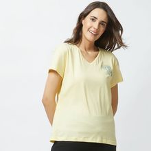 Mystere Paris Mushroom Embroidered Classic T-shirt - Yellow