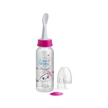 Beebaby Gentle 2 In 1 Feeding Bottle With Nipple & (plastic) Feeder Spoon, 8m+ (pink, 250 Ml)