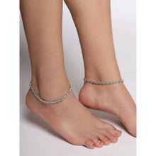 VIRAASI Silver Plated Floral Design Anklets Pair