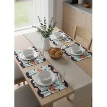 Izaafa Multi-Color Cotton Geometric Pattern Table Mats (Pack of 4) (4 Seater)