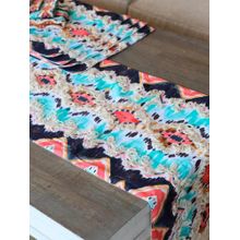 Izaafa Multi-Color 9 Piece Sunset Shores Geometric Cotton Table Linen Set (4 Seater)