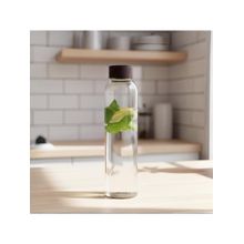 STOR Rustik Borosilicate Transparent Glass Bottle with Acacia Wood Lid