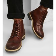 Yoho Brown Brogue Boots for Men