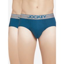 Jockey 8037 Men Cotton Solid Brief with Ultrasoft Waistband - Blue (Pack of 2)