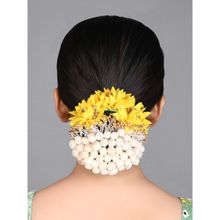 Fida Ethinic Bridal Gold Plated Yellow Flower Hair Bun Cover for Women